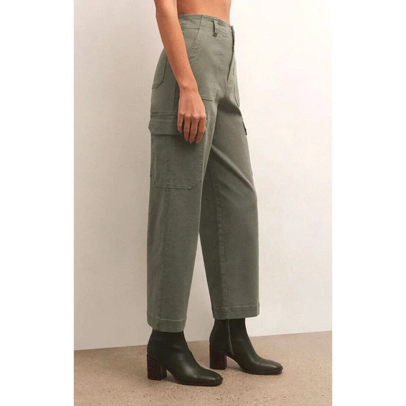 Z Supply Noah Cargo Pant in Evergreen size Large NWOT High waist Ankle Length - Picture 4 of 11